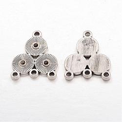 Alloy Rhinestone Connector Settings, Lead Free and Cadmium Free, Flat Round, Antique Silver, 23x19x2mm, Hole: 1mm, Fit for 1.2mm Rhinestone(EA10684Y)