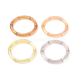 4Pcs 4 Color Acrylic Curved Tube Stretch Bracelets Set for Women, Chocolate, Inner Diameter: 2-1/8 inch(5.3cm)(BJEW-JB09305-02)