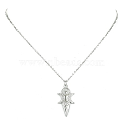 304 Stainless Steel Pendant Necklace for Women, Human, 17.24 inch(43.8cm), pendant: 30.5x16mm(NJEW-JN04387-04)