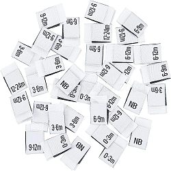 280Pcs 7 Style Neonatal Month Clothing Labels Size, Polyester Garment Accessories, Rectangle, White, 40x13x0.2mm, 40pcs/style(FIND-NB0001-45)