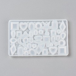 Silicone Cabochon Molds, Resin Casting Molds, For UV Resin, Epoxy Resin Jewelry Making, Mixed Shape, White, 106x66x6mm, Inner Diameter: 2~12.5mm(X-DIY-E005-02)