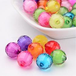 Mixed Color Transparent Acrylic  Faceted Round Beads, Bead in Bead, 12mm, Hole: 2mm(X-TACR-S086-12mm-M)