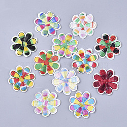 Computerized Embroidery Cloth Iron On/Sew On Patches, Costume Accessories, Appliques, Flower, Mixed Color, 40.5x37x1.5mm, about 12colors, 1color/10pcs, 120pcs/bag(AJEW-S076-004)