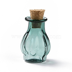 Miniature Glass Bottles, with Cork Stoppers, Empty Wishing Bottles, for Dollhouse Accessories, Jewelry Making, Teal, 25x14mm(GLAA-H019-01H)