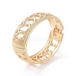 Alloy Wide Hinged Bangles, Chunky Hollow Bangles for Women, Golden, Inner Diameter: 2-1/2x2 inch(6.4x5.1cm)(BJEW-C058-03B-G)