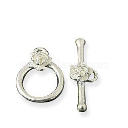 Sterling Silver Toggle Clasps, Ring: 15x11mm, Bar: 19x8mm, Hole: 2mm(X-STER-A008-55)