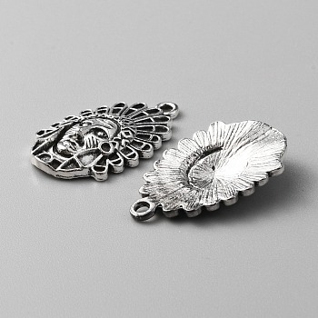 Tibetan Style Alloy Pendants, Chief Head Charm, Antique Silver, 30.5x19x4.5mm, Hole: 2mm