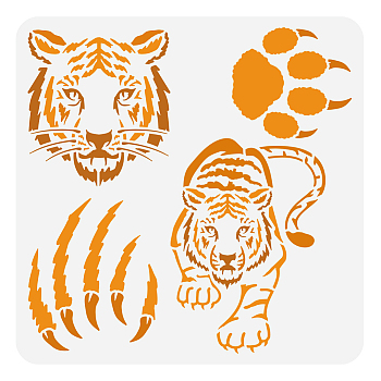 PET Hollow Out Drawing Painting Stencils, for DIY Scrapbook, Photo Album, Tiger, 30x30cm