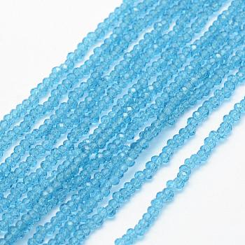 Transparent Glass Beads Strands, Faceted, Rondelle, Light Sky Blue, 2.5x1.5mm, Hole: 0.5mm, about 197~201pcs/strand, 12.9 inch(33cm)