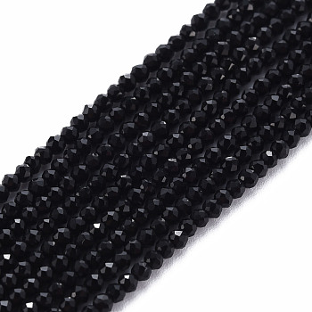Glass Beads Strands, Faceted, Rondelle, Black, 2mm, Hole: 0.5mm, about 192~194pcs/strand, 12.99~13.39 inches(33~34cm)