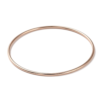 Ion Plating(IP) 304 Stainless Steel Simple Plain Bangle for Women, Rose Gold, Inner Diameter: 2-1/2 inch(6.5cm)