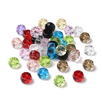 Transparent Glass Beads, Faceted, Column, Mixed Color, 10x6mm, Hole: 1.6mm
