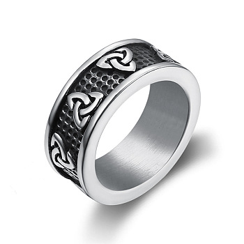 316L Surgical Stainless Steel Trinity Knot Finger Ring, Antique Silver, US Size 10(19.8mm)