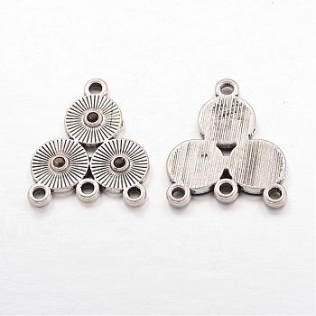 Alloy Rhinestone Connector Settings, Lead Free and Cadmium Free, Flat Round, Antique Silver, 23x19x2mm, Hole: 1mm, Fit for 1.2mm Rhinestone