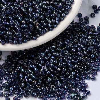 MIYUKI Round Rocailles Beads, Japanese Seed Beads, (RR3539) Fancy Lined Han Blue, 8/0, 3mm, Hole: 1mm, about 422~455pcs/bottle, 10g/bottle