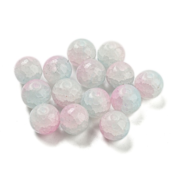 Transparent Spray Painting Crackle Glass Beads, Round, Honeydew, 10mm, Hole: 1.6mm, 200pcs/bag