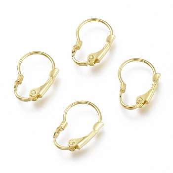Brass Leverback Earring Findings, Real 24K Gold Plated, 16.5x11x3mm, Pin: 0.6x0.8mm