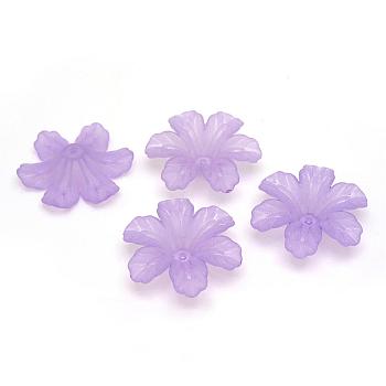 Transparent Acrylic Beads, Frosted, Flower, Medium Orchid, 32.5x29.5x8.5mm, Hole: 1.5mm, about 256pcs/440g