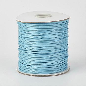 Eco-Friendly Korean Waxed Polyester Cord, Light Sky Blue, 2mm, about 90yards/roll(80m/roll)
