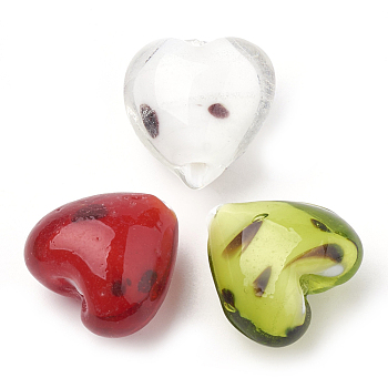 Handmade Lampwork Beads, Heart, Mixed Color, 20~21x20~20.5x13.5~14.5mm, Hole: 1.5mm