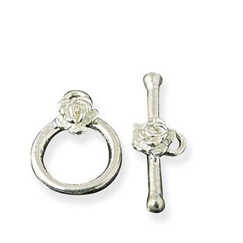 Sterling Silver Toggle Clasps, Ring: 15x11mm, Bar: 19x8mm, Hole: 2mm