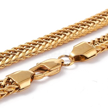 Vacuum Plating 304 Stainless Steel Wheat Chain Necklaces & Bracelets Jewelry Sets(SJEW-I207-02G)-4