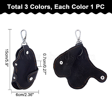 Nbeads 3Pcs 3 Colors Cattle Hide Keychains(FIND-NB0002-19)-6