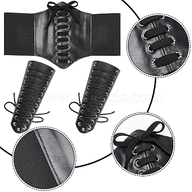WADORN PU Leather Wide Elastic Corset Belts & Cuff Wristband Arm Guard(AJEW-WR0002-04)-3
