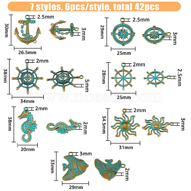 42Pcs 7 Styles Ocean Theme Alloy Pendants(FIND-FH0006-32)-2