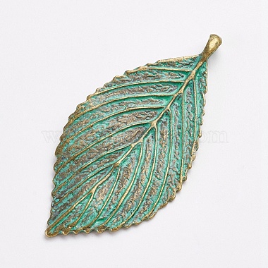 Antique Bronze & Green Patina Leaf Alloy Big Pendants