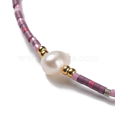 Glass Imitation Pearl & Seed Braided Bead Bracelets(WO2637-14)-2