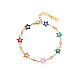 Golden Tone Stainless Steel Enamel Evil Eye Link Chain Bracelets for Women(CI4530-1)-1