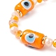Colonne avec mauvais œil au chalumeau et bracelet extensible en perles de verre pour femme(BJEW-JB08634-03)-4