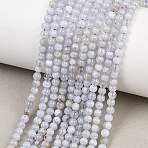 Natural Blue Lace Agate Beads Strands, Smooth Round, 3.5mm, Hole: 0.6mm, about 123pcs/strand, 15.47''~15.55''(39.3~39.5cm)(G-Z163-B01-3mm)