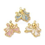 304 Stainless Steel Enamel Pendants, Octopus Charm, Real 18K Gold Plated, Mixed Color, 19x19.5x5mm, Hole: 1mm(STAS-G362-08G)