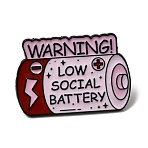 Enamel Pins, Alloy Lapel Pin Backs for Backpack Clothes, Black, Battery, 21x31mm(JEWB-L026-01EB-04)