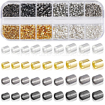 Brass Crimp Beads Sets, Tube, with 45# Carbon Steel Crimper Pliers, Mixed Color, 1.5x1.5mm, Hole: 1mm, 4 colors, 250pcs/color, 1000pcs(DIY-SP0002-95)