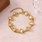 304 Stainless Steel Link Chain & Curb Chain Multi-strand Bracelets for Women, Real 18K Gold Plated, Shell Shape, 6.69 inch(17cm)(BJEW-H641-01B-G)