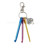 Aluminum Crochet Hooks & Alloy Pendant Decorations, Alloy Swivel Lobster Claw Clasps Charms for Bag Ornaments, Tree, 130mm, Tree: 28x23.5x1.5mm(KEYC-JKC01417-03)