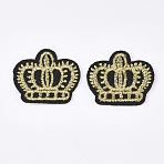 Computerized Embroidery Cloth Iron on/Sew on Patches, Appliques, Costume Accessories, Crown, Light Khaki, 27x31x1.5mm(FIND-T030-257A)