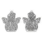 Tibetan Style Alloy Big Pendants, Cadmium Free & Lead Free, Angel with Word, Antique Silver, 59x49x2mm, Hole: 3.5mm(X-TIBEP-N008-197)