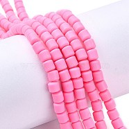 Handmade Polymer Clay Bead Strands, Column, Hot Pink, 6.5x6mm, Hole: 1.2mm, about 61pcs/strand, 15.75 inch(40cm)(X-CLAY-ZX006-01-7)