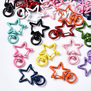 Spray Painted Eco-Friendly Alloy Swivel Snap Hooks Clasps, Cadmium Free & Nickel Free & Lead Free, Star, Mixed Color, 34x24.5x6.5mm, Hole: 5x9mm(PALLOY-T080-14-NR)