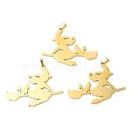 Ion Plating(IP) Halloween 304 Stainless Steel Big Pendants, Witch Charm, Golden, 39x50x1.5mm, Hole: 6.5x3mm(STAS-R122-14G)