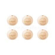 Natural Theaceae Wood Beads, Laser Engraved, Round with Clock Pattern, BurlyWood, 20mm, Hole: 5mm, 20pcs/bag(WOOD-TAC0007-07G)