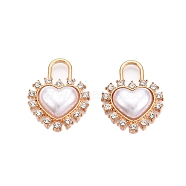 Alloy Rhinestone Pendants, with ABS Imitation Pearl, Cadmium Free & Lead Free, Heart Charms, Crystal, 23.5x19x5mm, Hole: 6x5mm(PALLOY-N176-80KCG)