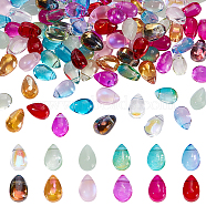 120Pcs 12 Colors Transparent Glass & Lampwork Beads Sets, Top Drilled Beads, Teardrop, Mixed Color, 8.5~9x5.5~6x5~5.5mm, Hole: 0.8~1mm, 10pcs/color(GGLA-GA0001-05)