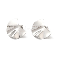 304 Stainless Steel Stud Earrings, Half Round, Stainless Steel Color, 19x24mm(EJEW-A022-23P)