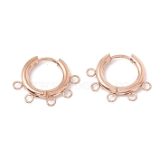 Ion Plating(IP) 304 Stainless Steel Hoop Earring Findings, with Horizontal Loops, Ring, Rose Gold, 16x20x2.5mm, Hole: 1.8mm, Pin: 0.9mm(STAS-D183-01RG)