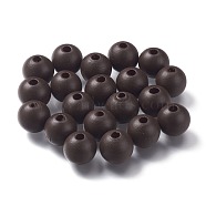 Painted Natural Wood Beads, Round, Coconut Brown, 16mm, Hole: 4mm(WOOD-A018-16mm-08)